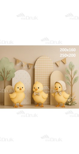 Tło fotograficzne „Wielkanocne kurczaczki w pastelowej scenerii” | E814